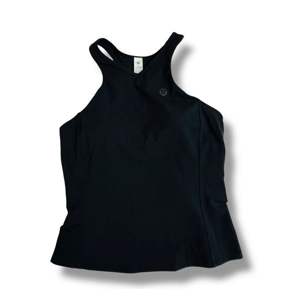 Lululemon V Neck Tennis Tank Top Black Size 8 Built In Bra Excellent Condition - Picture 1 of 7